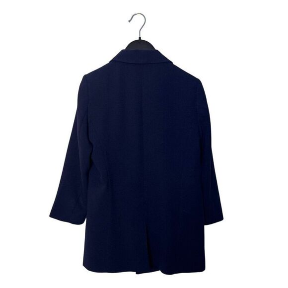 Loft Outlet Womens Petite Navy Blazer Jacket 3/4 Sleeve Open Front Polyester - Picture 2 of 4